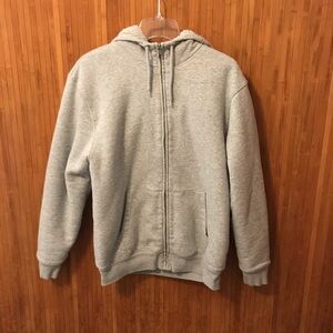 GAP Men’s Sherpa Lined Hoodie, Gray, Size Medium